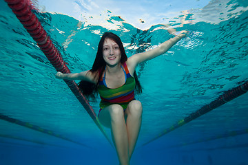 Image showing Happy girl in the pool