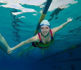 Image showing Underwater fun in the pool