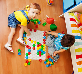 Image showing Kids and puzzle