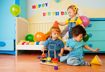 Image showing Kids playing on birthday party