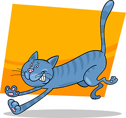 Image showing running blue tabby cat