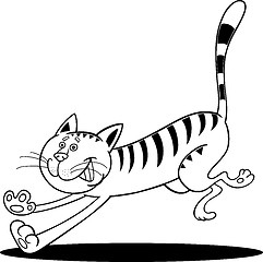 Image showing running cat for coloring