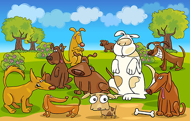 Image showing Cartoon dogs on the meadow