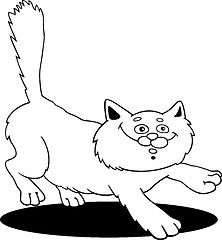 Image showing running fluffy cat fot coloring