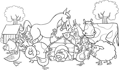 Image showing farm animals for coloring