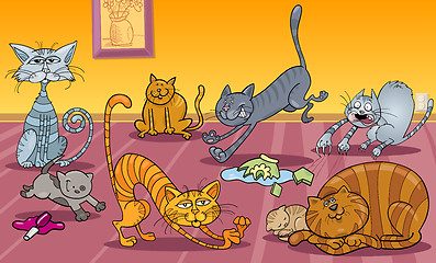 Image showing many cats at home