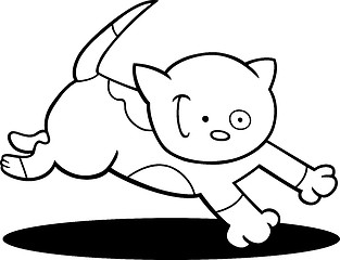 Image showing running spotted kitten for coloring