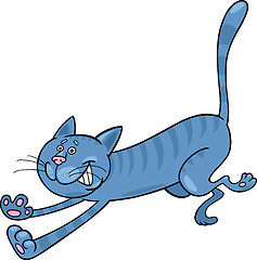 Image showing running blue tabby cat