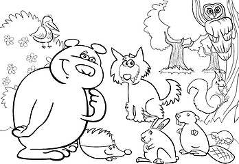 Image showing wild forest animals for coloring book