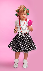 Image showing Little fashion-conscious girl, just like mother