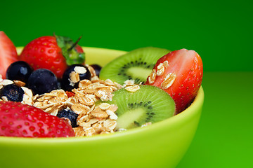 Image showing healthy muesli with fruits breakfast