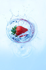 Image showing Fresh strawberry splash in glass