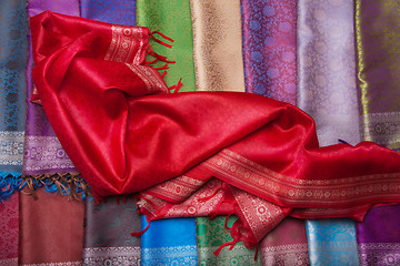 Image showing Red fabric on the counter