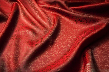 Image showing Red beautiful fabric background