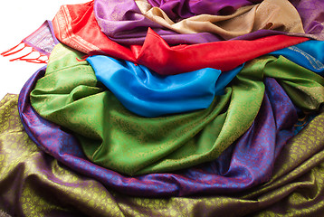 Image showing Pile of fabrics