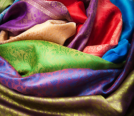 Image showing Different fabrics closeup