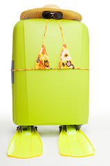 Image showing Woman's suitcase ready for the beach