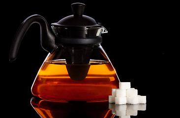 Image showing Tea pot and sugar