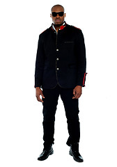 Image showing Fashionable african male dressed in black attire