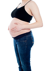 Image showing Cropped image of young pregnant woman