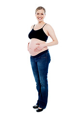 Image showing Photo session in studio of pregnant woman