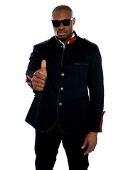 Image showing Handsome african male showing thumbs-up