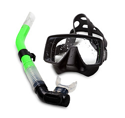 Image showing Diving mask and snorkel on white background