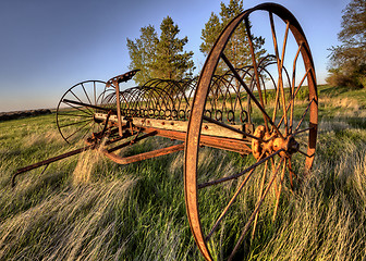 Image showing Antique Farm Equipment Hay Rake