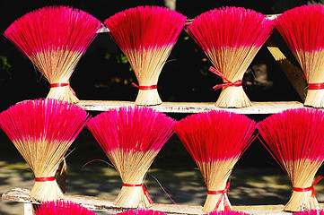 Image showing Red incense or joss sticks for buddhist prayers