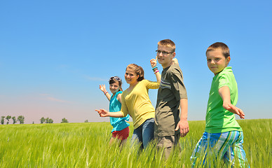 Image showing kids play in wheat field