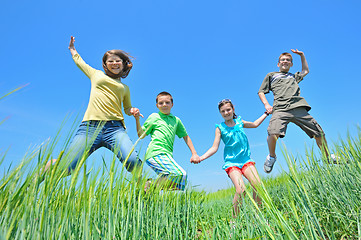 Image showing kids play in wheat field