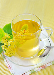 Image showing Cup of tea and linden flowers 