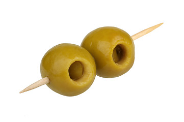 Image showing Olives on a toothpick