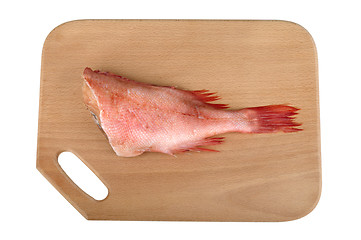 Image showing grouper on a wooden cutting board