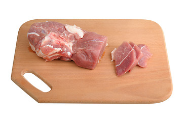 Image showing meat on a wooden board