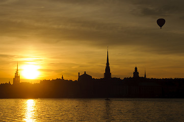 Image showing Stockholm cityscape at sunset