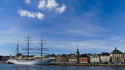 Image showing Palaces of Stockholm old town facing the water