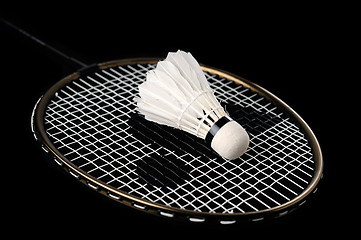 Image showing Badminton racket and shuttlecock