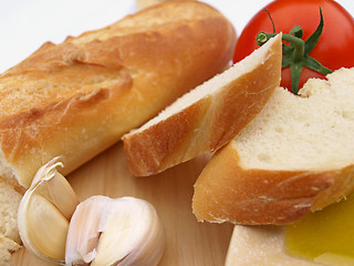 Image showing Bread garlic tomato