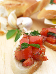 Image showing Bruschetta piece in front