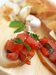 Image showing Bruschetta with ingredients