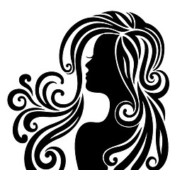 Image showing Silhouette of a beautiful young woman