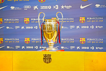 Image showing BARCELONA - APRIL 26:  UEFA Champions League Trophy Tour 2012 in