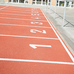 Image showing Running track numbers  in stadium in Nyon, Switzerland