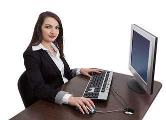 Image showing Young Woman Working on a Computer