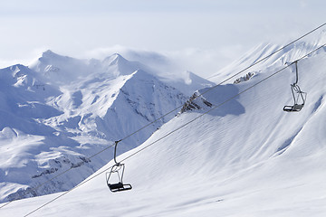 Image showing Chair lift at ski resort