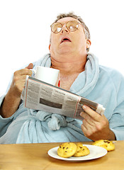 Image showing Man Asleep At Breakfast