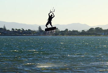 Image showing Airborne Kite Surfer