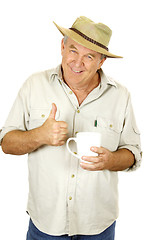 Image showing Thumbs Up Man With Coffee