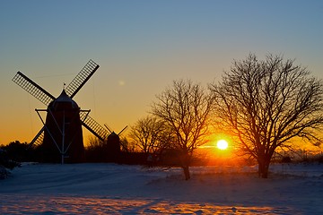 Image showing Windmill in sunset